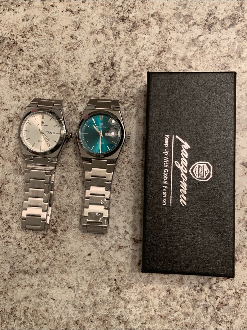 & Other Stories Silver Bracelet Watch with Teal Dial